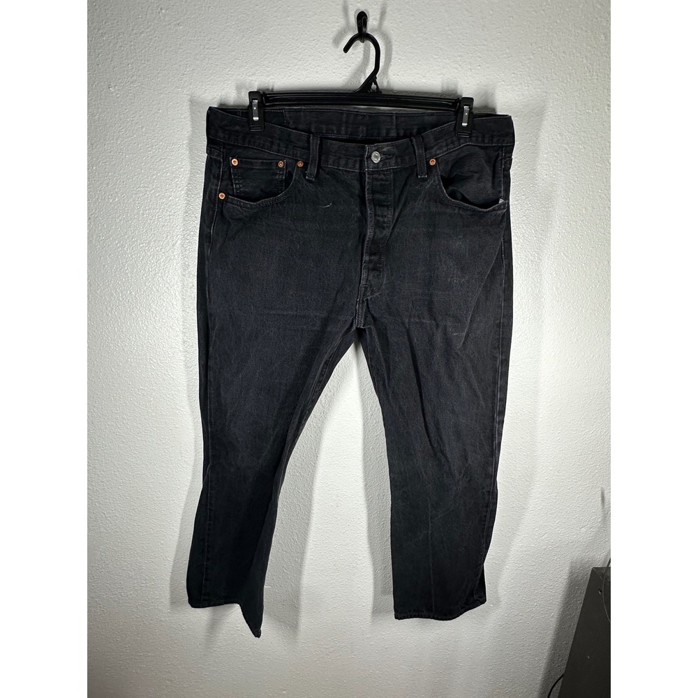 Levi's Jeans Men 40x30 Black 501 Original Fit Button Fly Straight‎ Leg Denim